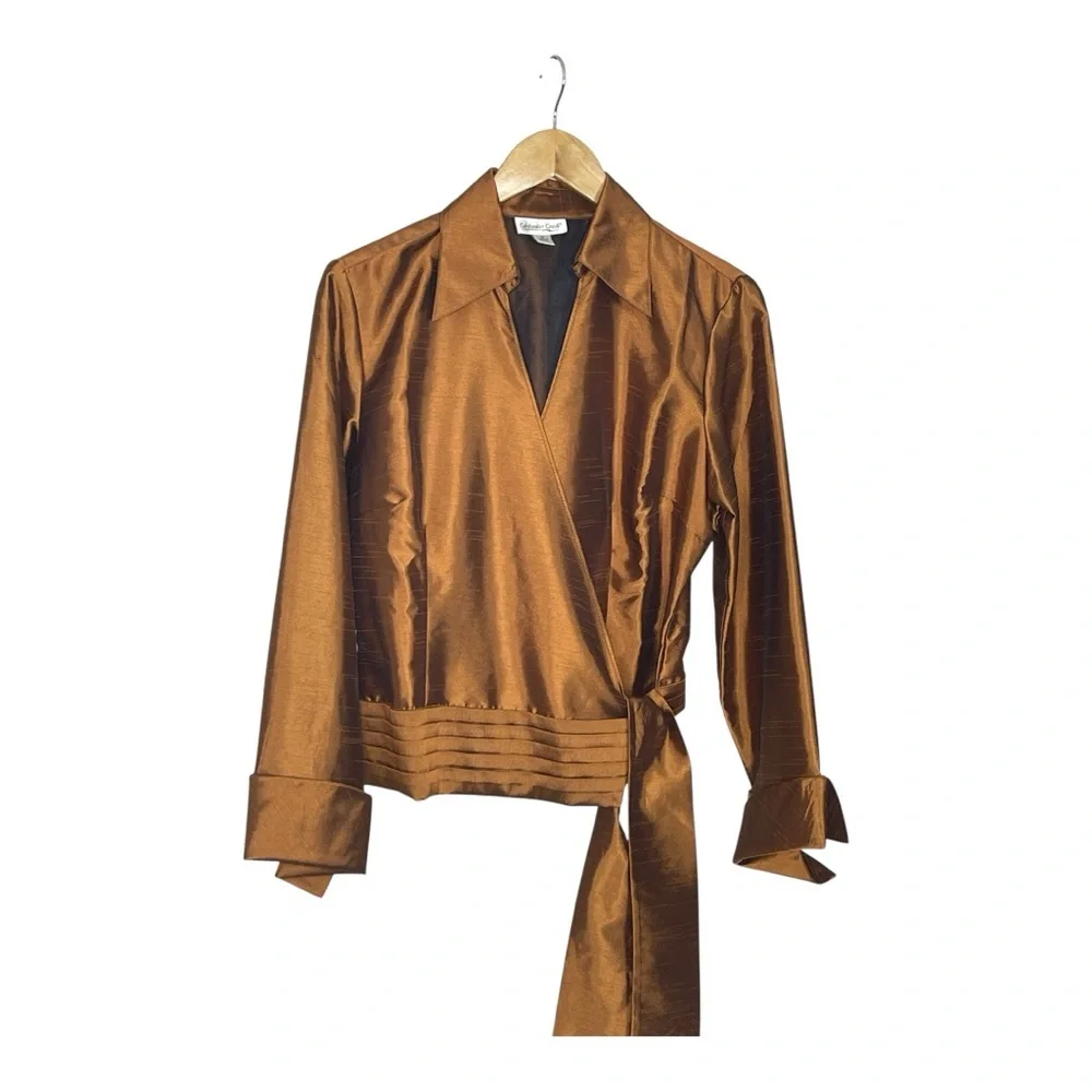 Cold Water Creek Elegant Wrap-Style Copper Top M - Picture 2 of 6